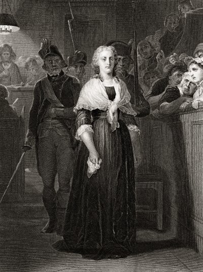 Marie Antoinetta před revolučním tribunálem, 14. října 1793, vyryl William French (c.1815-98) od Hippolyte Delaroche