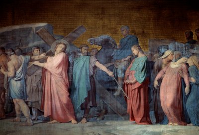 Kristus nesoucí svůj kříž Detail fresky od Hyppolite Flandrinové (1800-1864) Kostel Saint Germain des Pres z 19. století, Paříž od Hippolyte Flandrin