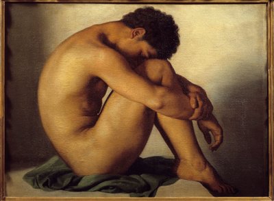 Studie nahého mladého muže Obraz od Hypolita Flandrina (1809-1864) od Hippolyte Flandrin
