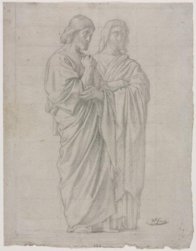 Studie dvou stojících postav pro levou část Misie apoštolů, 1860. od Hippolyte Jean Flandrin