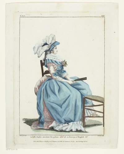 Galerie francouzské módy a kostýmů 1787, TTT.388: Krásná Sophie čeká... od Hippolyte Le Bas