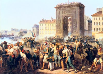 Bitva u Porte St Denis, 28. července 1830, Paříž od Hippolyte Lecomte