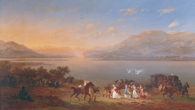 Císařovna Josefína (1763-1814) přijíždějící navštívit Napoleona (1769-1821) v Itálii na břehu Gardského jezera od Hippolyte Lecomte