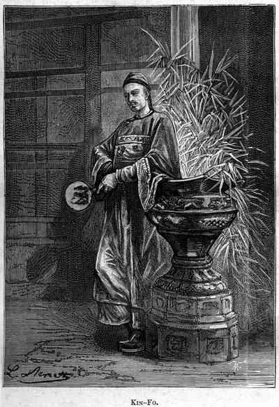 Kin-Fo. V „“ The Tribulations of a Chinese in China”“, román Julese Verna, ed. Hetzel od Hippolyte Leon Benett