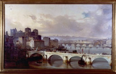 Průvod procházející na mostě arcibiskupství v Lyonu - obraz Hyppolyte Leymarie, cca 1835-1840, Gadagne Museum v Lyonu. od Hippolyte Leymarie