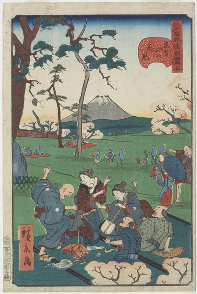 No.5, Cherry-Blossom Viewing at Asuka Hill od Hirokage Utagawa