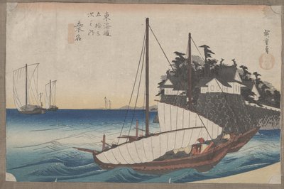 č. 43 „Kuwana: Shichiri Crossing“ z 53 stanic Tokaida (dřevořez) od Hirokage Utagawa