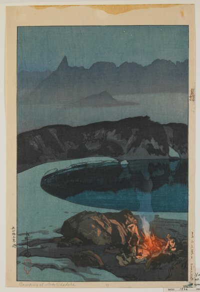 Kempování ve Washiha, ze série, Dvanáct scén v japonských Alpách, éra Taisho od Hiroshi Yoshida