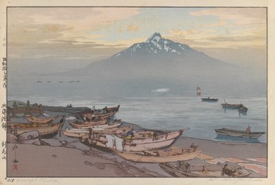 Mírumilovné Rishiri (dřevořez na papíře) od Hiroshi Yoshida