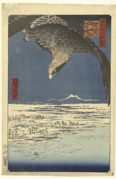 Planina Jumantsubo v Susaki poblíž Fukagawa Fukagawa Susaki Jumantsubo (název na objektu) Sto slavných tváří na Edo (název série) Meisho Edo hyakkei (název série na objektu) od Hiroshige (I) , Utagawa
