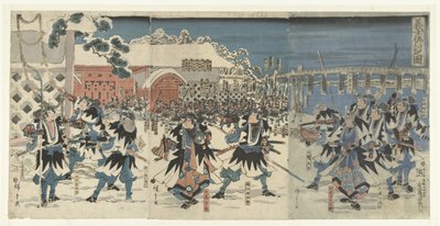 Pomsta nevěrného samuraje bez vůdce Gishi katakiuchi no zu (název na objektu) od Hiroshige (I) , Utagawa