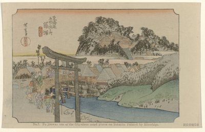 Fujisawa Č. 7. Fujisawa: jedno z padesáti tří známých míst na Tokaidu. Maloval Hiroshige (název na objektu) De Tôkaidô van Hiroshige (název série) Hiroshige no fude Tôkaidô (název série na objektu) od Hiroshige (I) , Utagawa
