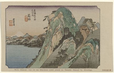 Hakone Č. 11. Hakone: jedno z padesáti tří známých míst na Tokaidu. Maloval Hiroshige (název na objektu) De Tôkaidô van Hiroshige (název série) Hiroshige no fude Tôkaidô (název série na objektu) od Hiroshige (I) , Utagawa