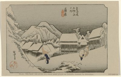 Kambara č. 16. Kambara: jedno z padesáti tří významných míst na Tokaidu, namaloval Hiroshige De Tôkaidô van Hiroshige (název série) Hiroshige no fude Tôkaidô (název série na objektu) od Hiroshige (I) , Utagawa