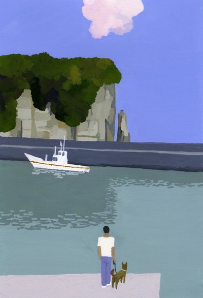 Růžové mraky a rybářské čluny. od Hiroyuki Izutsu