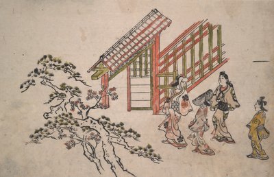 Nedaleko brány New Yoshiwara od Hishikawa Moronobu