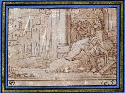 Moudrý (meditující). Kresba Hobbena. 16. století. od Hobben