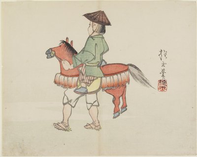 (Pouliční umělec v koňském kostýmu), cca 1830 od Hogyoku