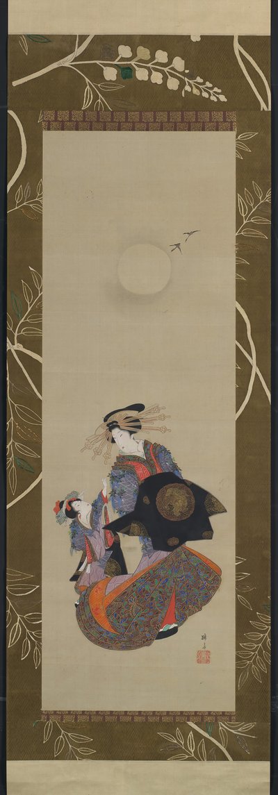 Krása Yoshiwara s Apprentice in Moonlight, 19. století. od Hokuba