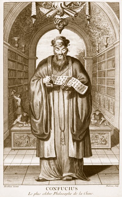 Kong-Fu-Tse neboli Konfucius, nejslavnější filozof Číny, vyryl Henry Fletcher (fl. 1729) od Honbleau