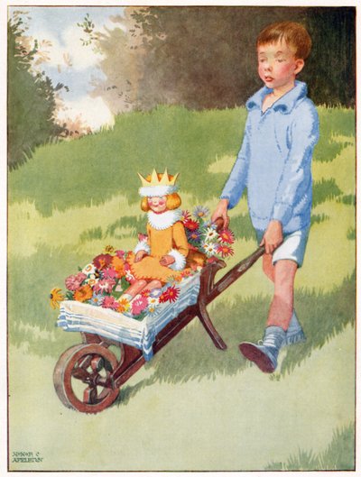 Princezna Celandine přijela v nádherném kočáru, ilustrace z „Josephine Keeps House“, vydané nakladatelstvím Blackie & Co. od Honor Charlotte Appleton