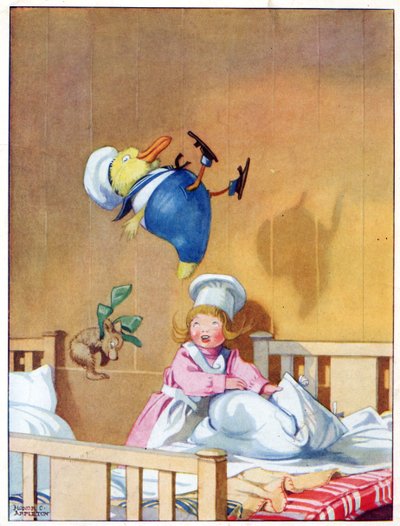 Poskakovali po pružinách, ilustrace z „Josephine Keeps House“, vydané nakladatelstvím Blackie & Co. od Honor Charlotte Appleton