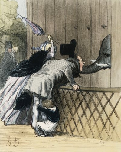 Strach v Jardin des Plantes, z „Les Etrangers a Paris“ od Honore Daumier, Aubert et Compagnie, 1844 od Honoré Daumier