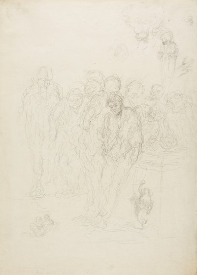 Skupina mužů a jiné náčrty, 1857 od Honoré Daumier
