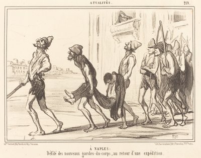 V Neapoli: Průvod... bodyguardů... od Honoré Daumier