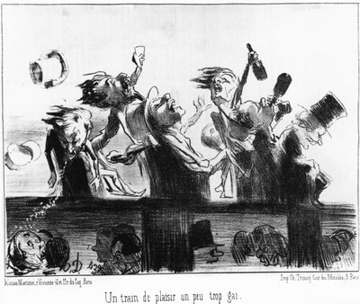 Zábavný vlak trochu příliš veselý: převzato z „“Les trains de Plaisir““, kreslených seriálů na železnici Honore Daumier (1808-1879). "Serenáda" od Honoré Daumier
