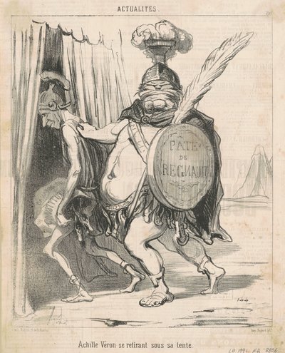 Achille Vèron se stahuje do svého stanu od Honoré Daumier