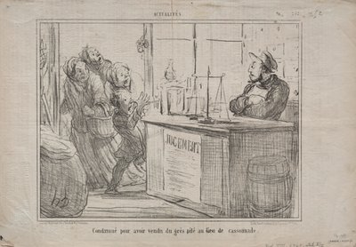 Aktuality č. 252: Odsouzen za to, že místo vlhkého hnědého cukru prodal hromadu písku, 1855. od Honoré Daumier