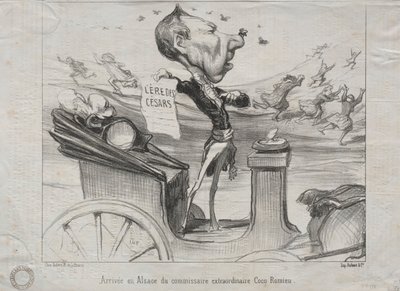 Aktuality č. 81: Příjezd mimořádného komisaře Coco Romieu do Alsaska, 1850. od Honoré Daumier