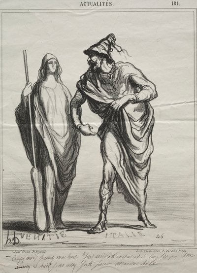 Aktuality, deska 181: Za co mě máš! Vezmi mou paži, 1866. od Honoré Daumier
