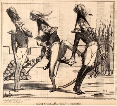 Admirál Alexander Sergejevič Menšikov na inspekční cestě, 1854. od Honoré Daumier