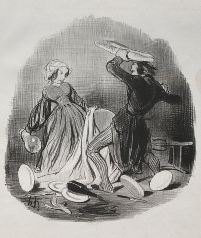 Ach! Myslíš si, že tvoje žena tě nezaopatřuje dost, darebáku. . . . od Honoré Daumier