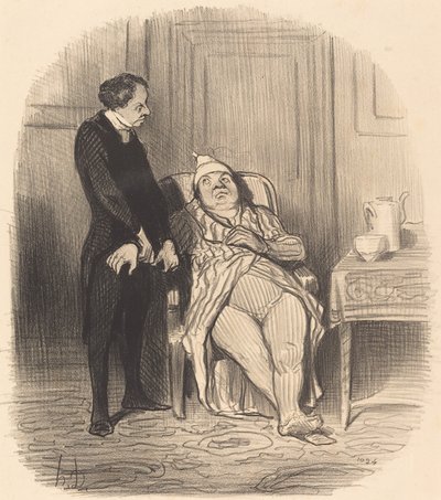 Ach! doktore... myslím... že mám hrudník! od Honoré Daumier