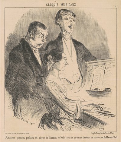 Pařížští amatéři si užívají Rossiniho pobyt od Honoré Daumier