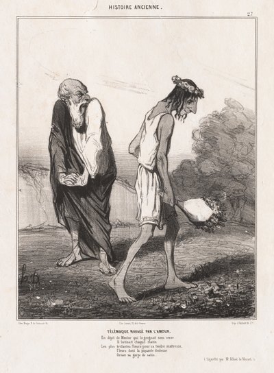 Dějiny starověku : Pl. 27, Telemachus zpustošený láskou..., 1842. od Honoré Daumier