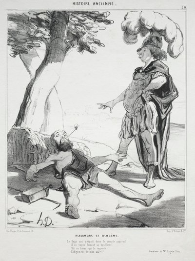 Starověká historie, deska 20: Alexander a Diogenes, 14. srpna 1842. od Honoré Daumier
