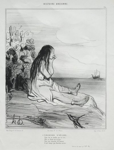 Starověká historie, deska 24: Opuštění Ariadny, 4. září 1842. od Honoré Daumier