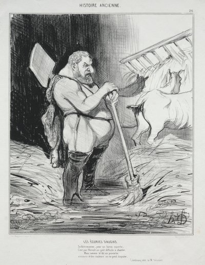 Starověká historie, deska 26: Stáj Augeas od Honoré Daumier