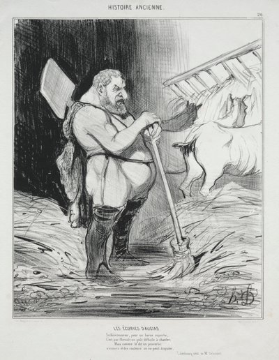Starověká historie, deska 26: Stáj Augeas, 25. září 1842. od Honoré Daumier