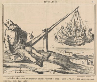 Archimedes předvádí anglickým inženýrům... od Honoré Daumier
