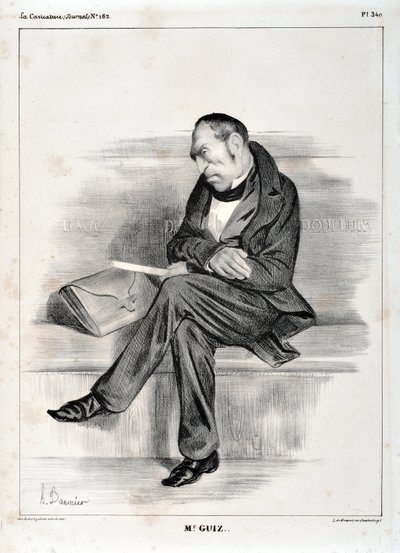 Umělecké dílo Honore Daumiera (1808-1879). Charivari pochází z roku 1833: Serie Celebrites de la caricature “” M. Guiz...”” MUZEUM VÝTVARNÉHO UMĚNÍ - PALACE LONGCHAMP, MARSEILLE od Honoré Daumier