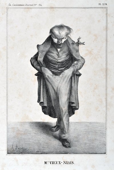Umělecké dílo Honore Daumiera (1808-1879). Charivari pochází z roku 1833: Serie Celebrites de la Caricature “” M. Vieux-Niais “” MUSEE DES BEAUX ARTS - PALAIS LONGCHAMP, MARSEILLE od Honoré Daumier