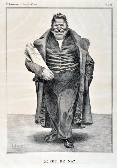 Dílo Honore Daumiera (1808-1879). Charivari z roku 1833: Serie Celebrites de la Caricature "M.Pot de Naz" MUSEE DES BEAUX ARTS - PALAIS LONGCHAMP, MARSEILLE od Honoré Daumier