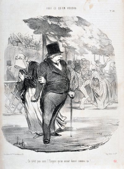 Umělecké dílo Honore Daumiera (1808-1879). Charivari pochází z roku 1849: Serie VŠECHNO CO BUDETE „“ Není pod Impériem, že bychom takhle tančili!...““ MUZEUM VÝTVARNÉHO UMĚNÍ - PALACE LONGCHAMP, MARSEILLE od Honoré Daumier