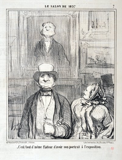 Umělecké dílo Honore Daumiera (1808-1879). Charivari pochází z roku 1857: Serie SALON DE 1857 “” - Stále je lichotivé mít jeho portrét na výstavě”” MUSEE DES BEAUX ARTS - PALAIS LONGCHAMP, MARSEILLE od Honoré Daumier