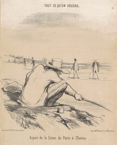 Aspekt Seiny z Paříže do Chatou od Honoré Daumier